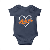 Vintage Astro Name Sports Style Baby Onesie Varsity Script Vintage Baseball Heart Graphic