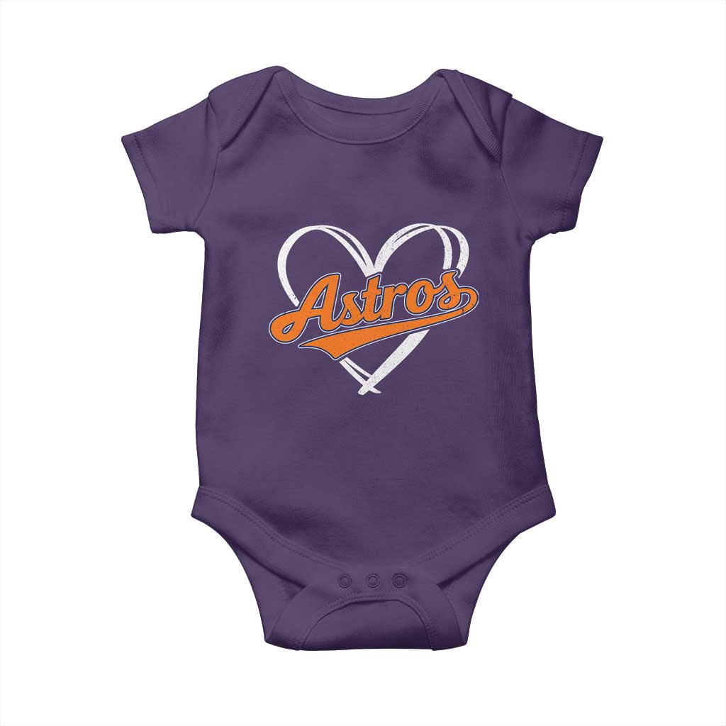 Vintage Astro Name Sports Style Baby Onesie Varsity Script Vintage Baseball Heart Graphic