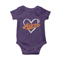Vintage Astro Name Sports Style Baby Onesie Varsity Script Vintage Baseball Heart Graphic