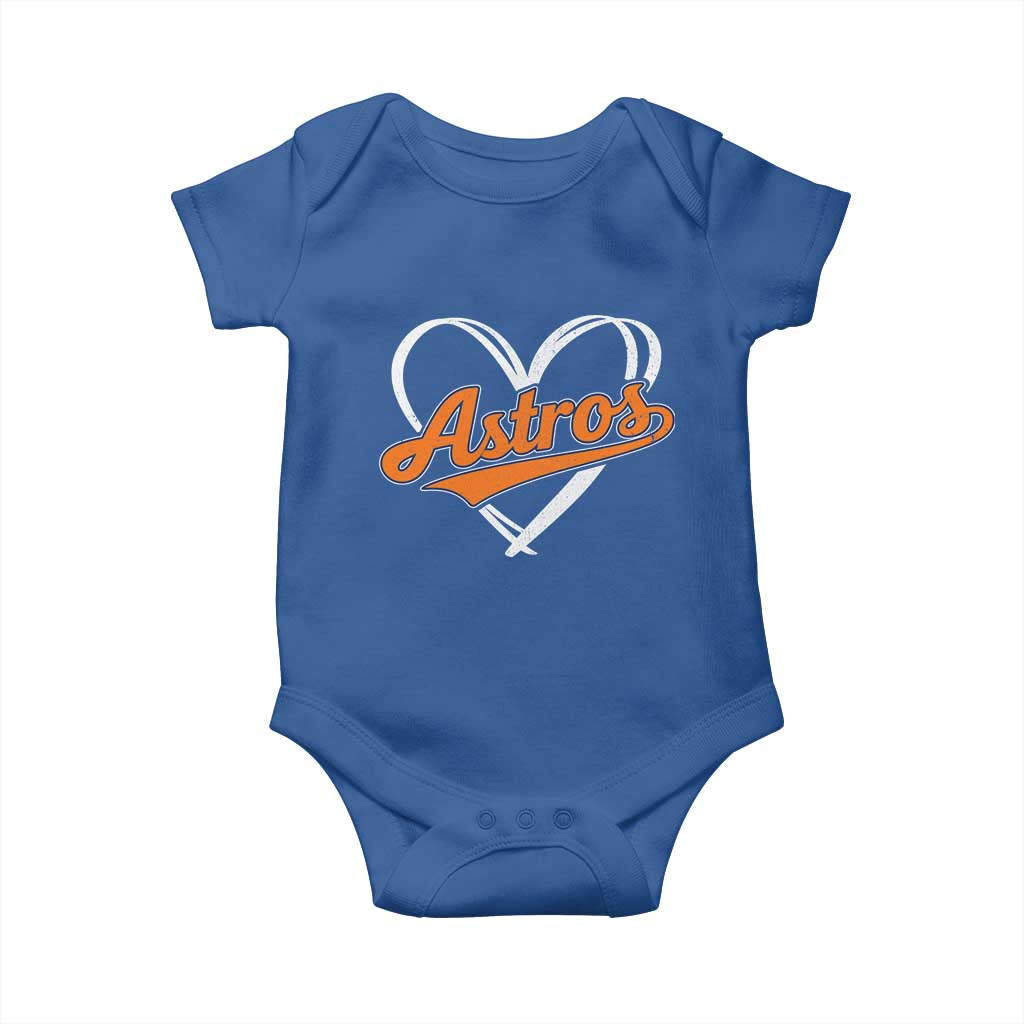 Vintage Astro Name Sports Style Baby Onesie Varsity Script Vintage Baseball Heart Graphic