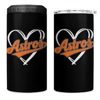 Vintage Astro Name Sports Style 4 in 1 Can Cooler Tumbler Varsity Script Vintage Baseball Heart Graphic