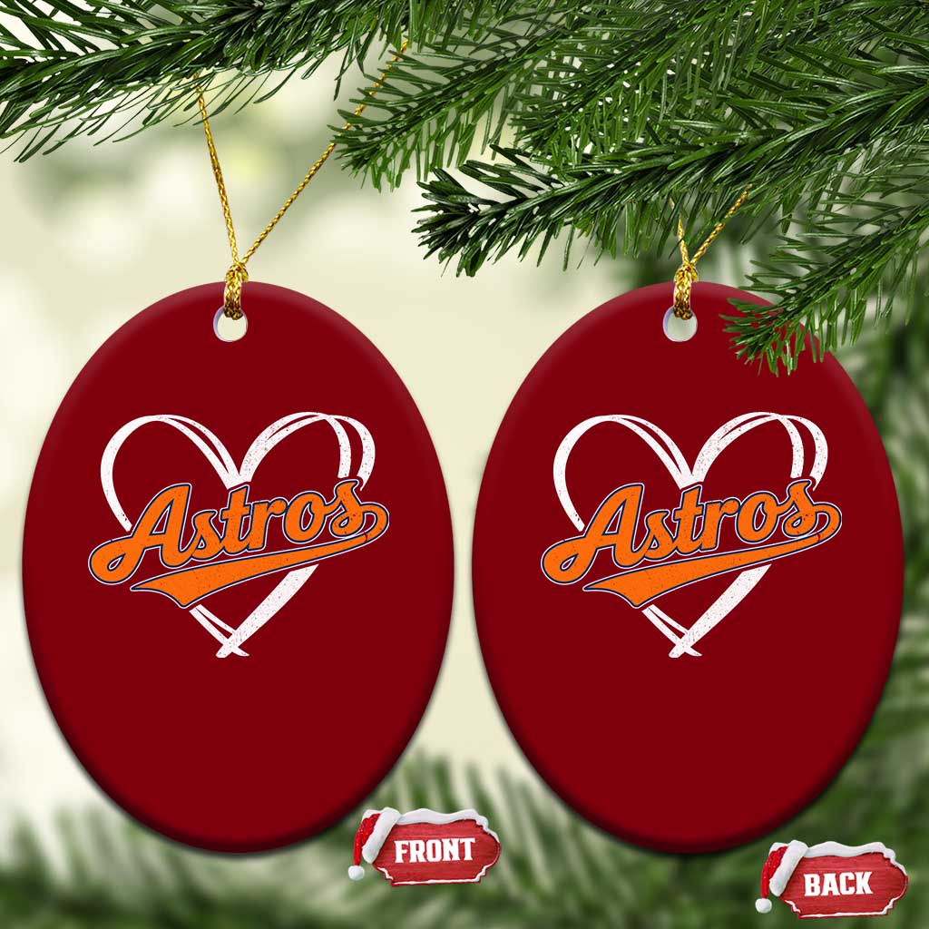 Vintage Astro Name Sports Style Ceramic Ornament Varsity Script Vintage Baseball Heart Graphic