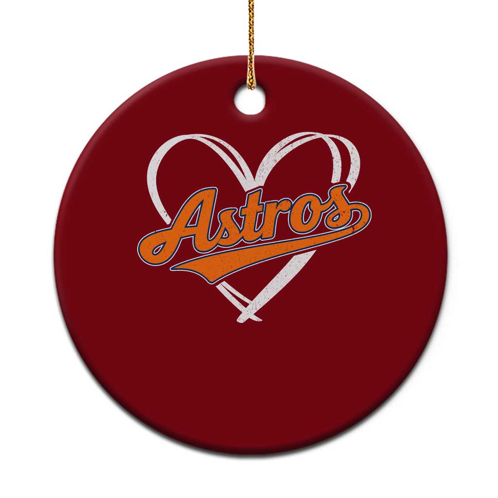 Vintage Astro Name Sports Style Ceramic Ornament Varsity Script Vintage Baseball Heart Graphic