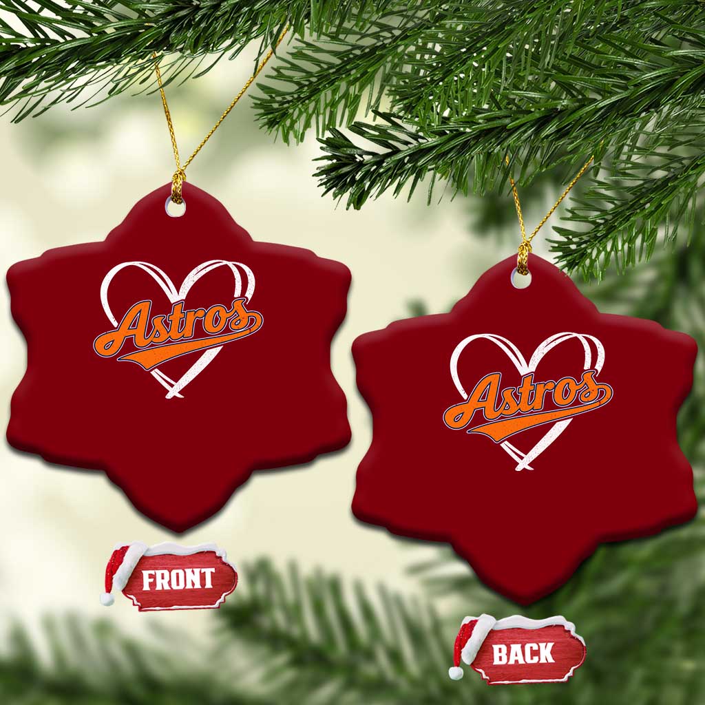Vintage Astro Name Sports Style Ceramic Ornament Varsity Script Vintage Baseball Heart Graphic