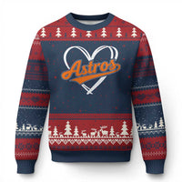 Vintage Astro Name Sports Style Ugly Christmas Sweater Varsity Script Vintage Baseball Heart Graphic