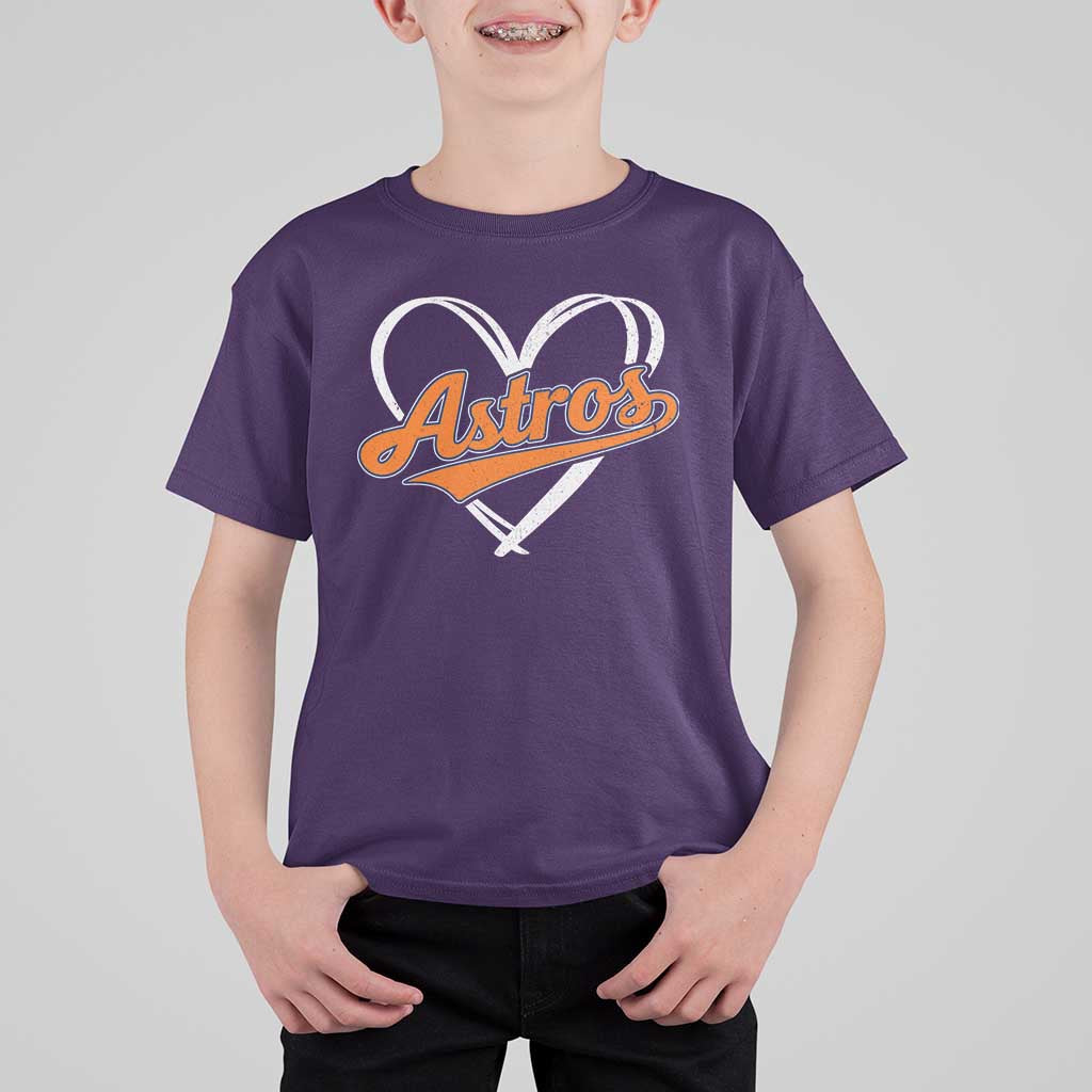 Vintage Astro Name Sports Style T Shirt For Kid Varsity Script Vintage Baseball Heart Graphic
