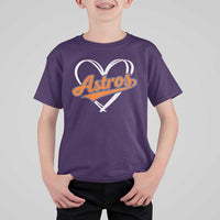 Vintage Astro Name Sports Style T Shirt For Kid Varsity Script Vintage Baseball Heart Graphic
