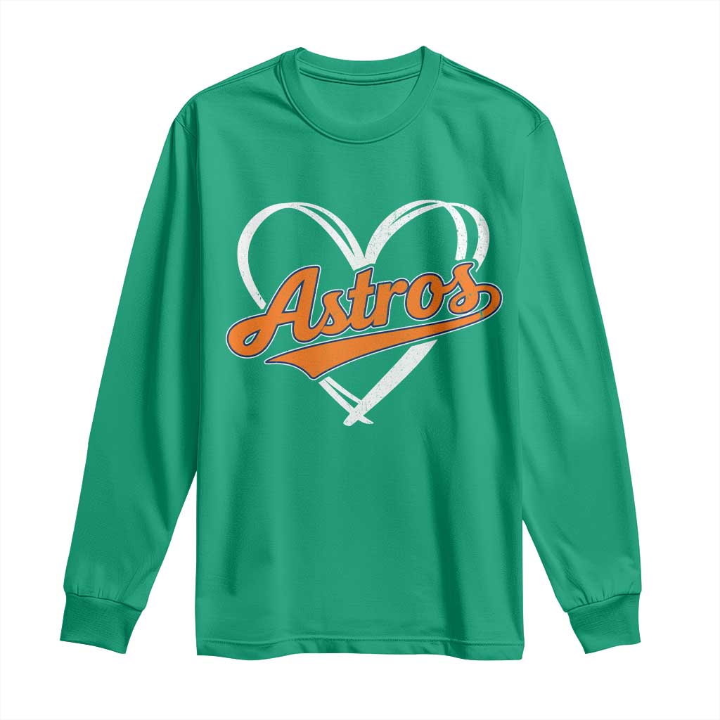 Vintage Astro Name Sports Style Long Sleeve Shirt Varsity Script Vintage Baseball Heart Graphic