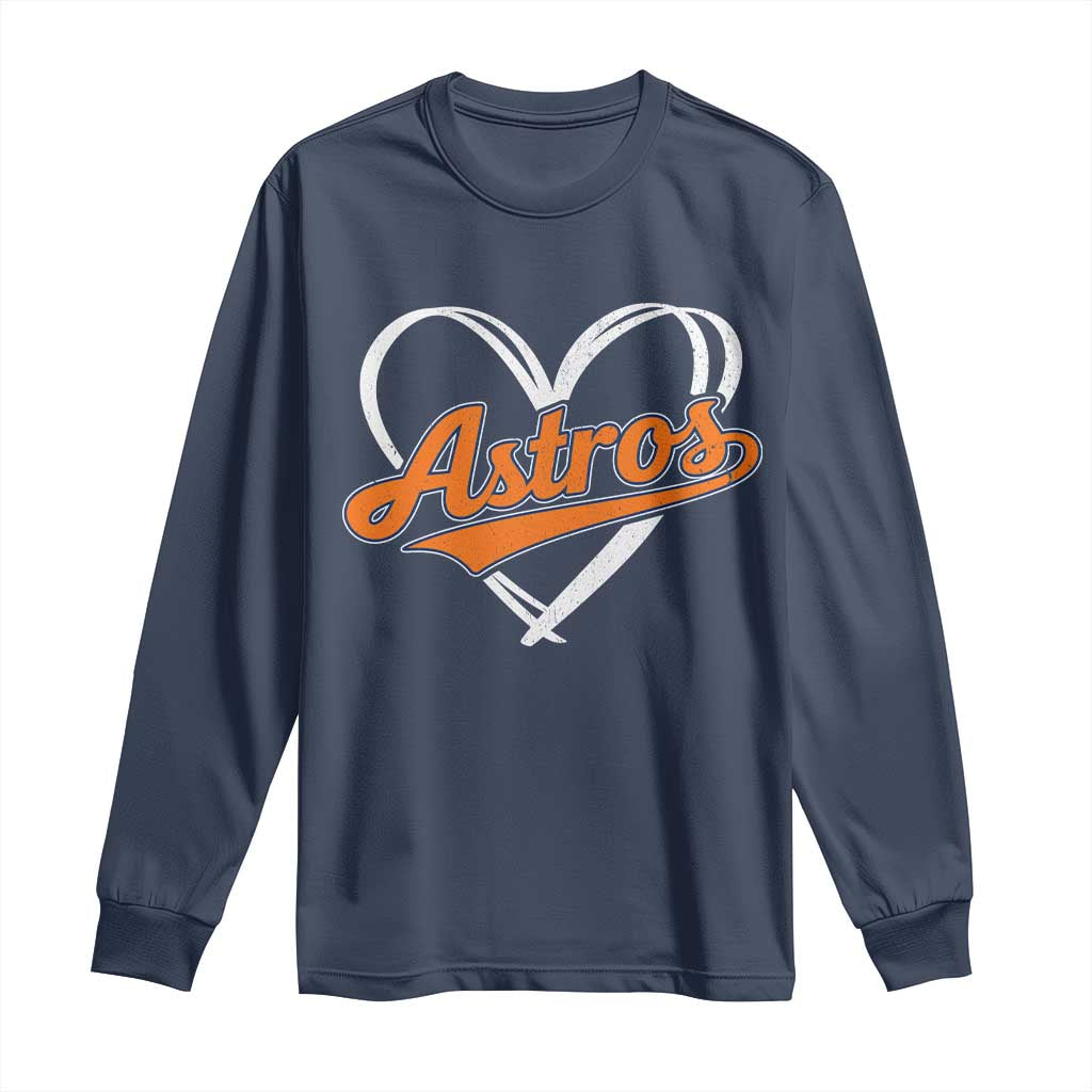 Vintage Astro Name Sports Style Long Sleeve Shirt Varsity Script Vintage Baseball Heart Graphic