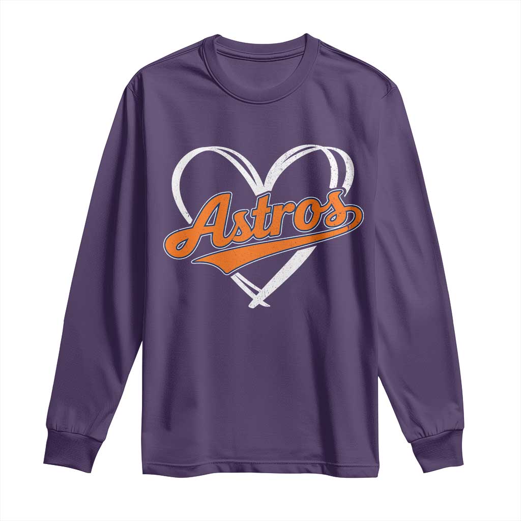 Vintage Astro Name Sports Style Long Sleeve Shirt Varsity Script Vintage Baseball Heart Graphic