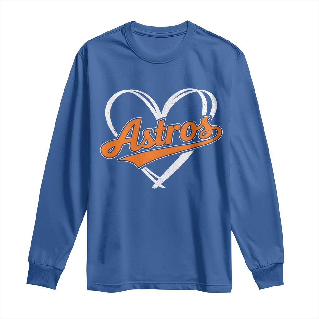 Vintage Astro Name Sports Style Long Sleeve Shirt Varsity Script Vintage Baseball Heart Graphic