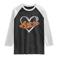 Vintage Astro Name Sports Style Raglan Shirt Varsity Script Vintage Baseball Heart Graphic
