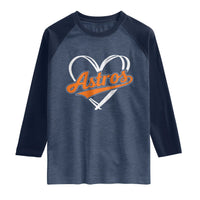 Vintage Astro Name Sports Style Raglan Shirt Varsity Script Vintage Baseball Heart Graphic