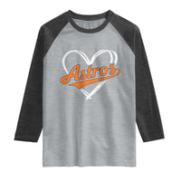 Vintage Astro Name Sports Style Raglan Shirt Varsity Script Vintage Baseball Heart Graphic