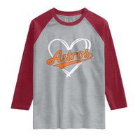 Vintage Astro Name Sports Style Raglan Shirt Varsity Script Vintage Baseball Heart Graphic