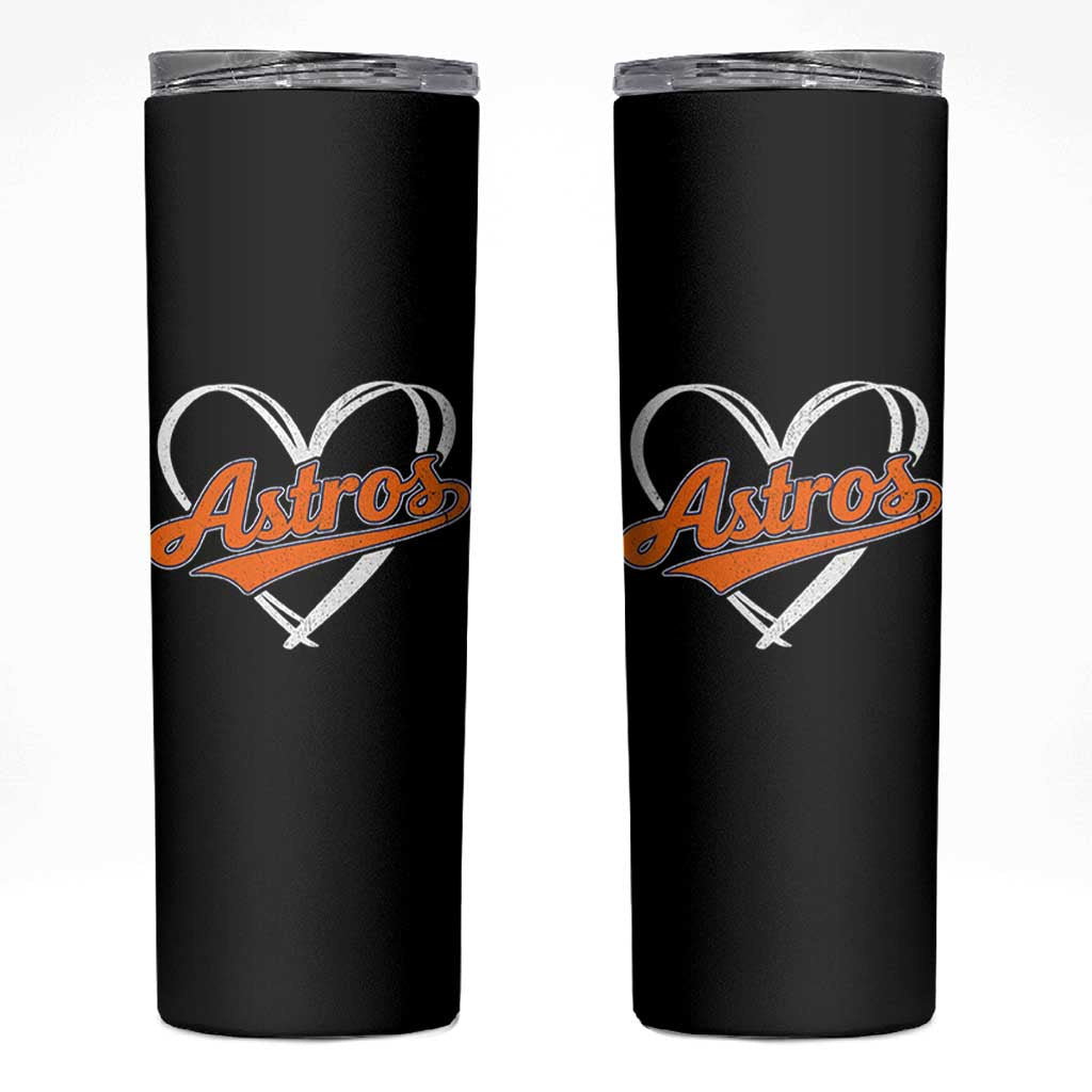 Vintage Astro Name Sports Style Skinny Tumbler Varsity Script Vintage Baseball Heart Graphic