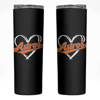 Vintage Astro Name Sports Style Skinny Tumbler Varsity Script Vintage Baseball Heart Graphic