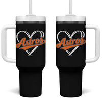 Vintage Astro Name Sports Style Tumbler With Handle Varsity Script Vintage Baseball Heart Graphic