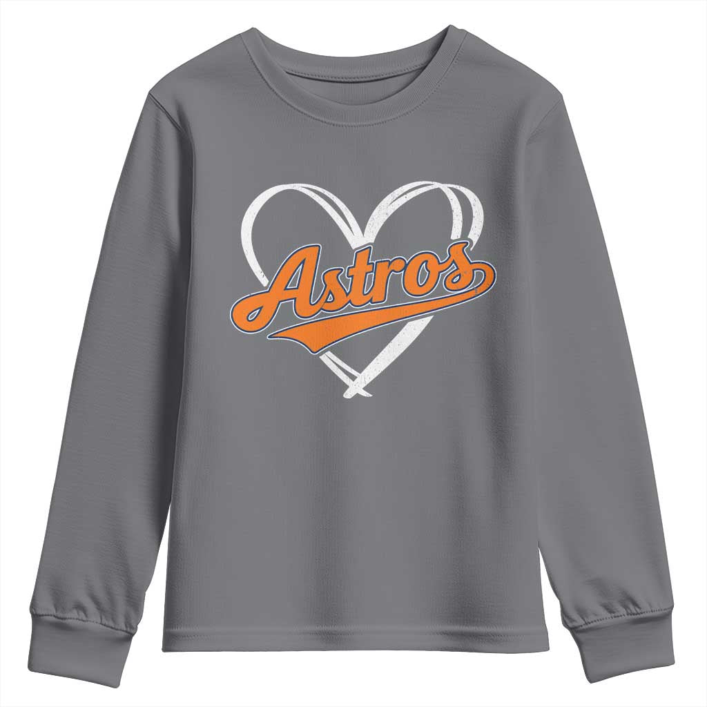 Vintage Astro Name Sports Style Youth Sweatshirt Varsity Script Vintage Baseball Heart Graphic