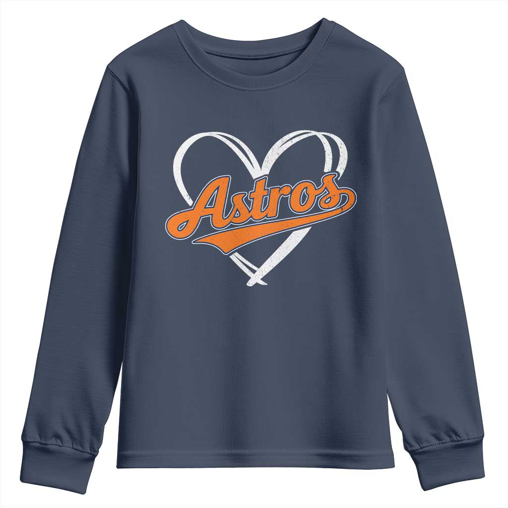 Vintage Astro Name Sports Style Youth Sweatshirt Varsity Script Vintage Baseball Heart Graphic