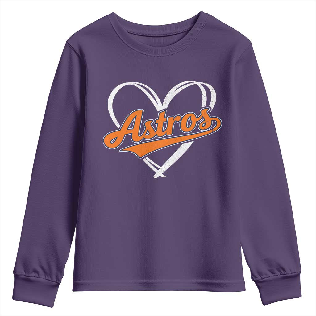 Vintage Astro Name Sports Style Youth Sweatshirt Varsity Script Vintage Baseball Heart Graphic