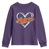 Vintage Astro Name Sports Style Youth Sweatshirt Varsity Script Vintage Baseball Heart Graphic