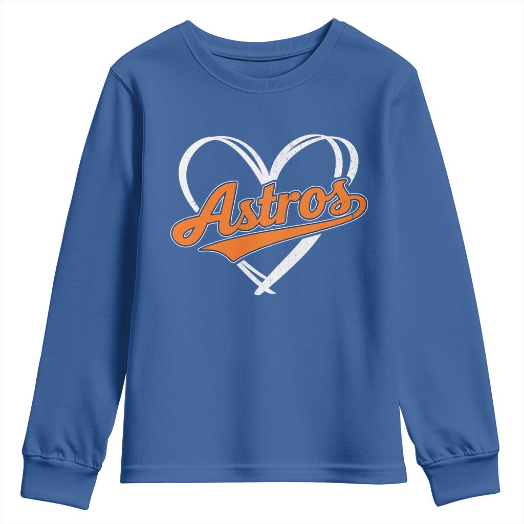 Vintage Astro Name Sports Style Youth Sweatshirt Varsity Script Vintage Baseball Heart Graphic