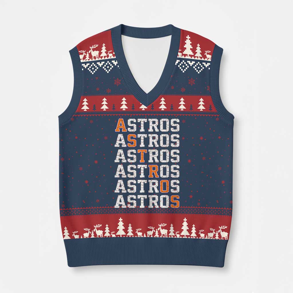 Vintage Astro Last Name V-Neck Knit Sweater Vest Retro Baseball Fans Sports Style