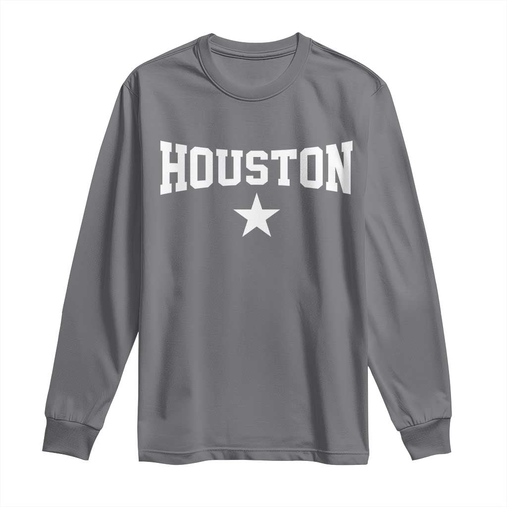Vintage Houston Long Sleeve Shirt Retro Texas Throwback Athletic Sports Style 80s 90s