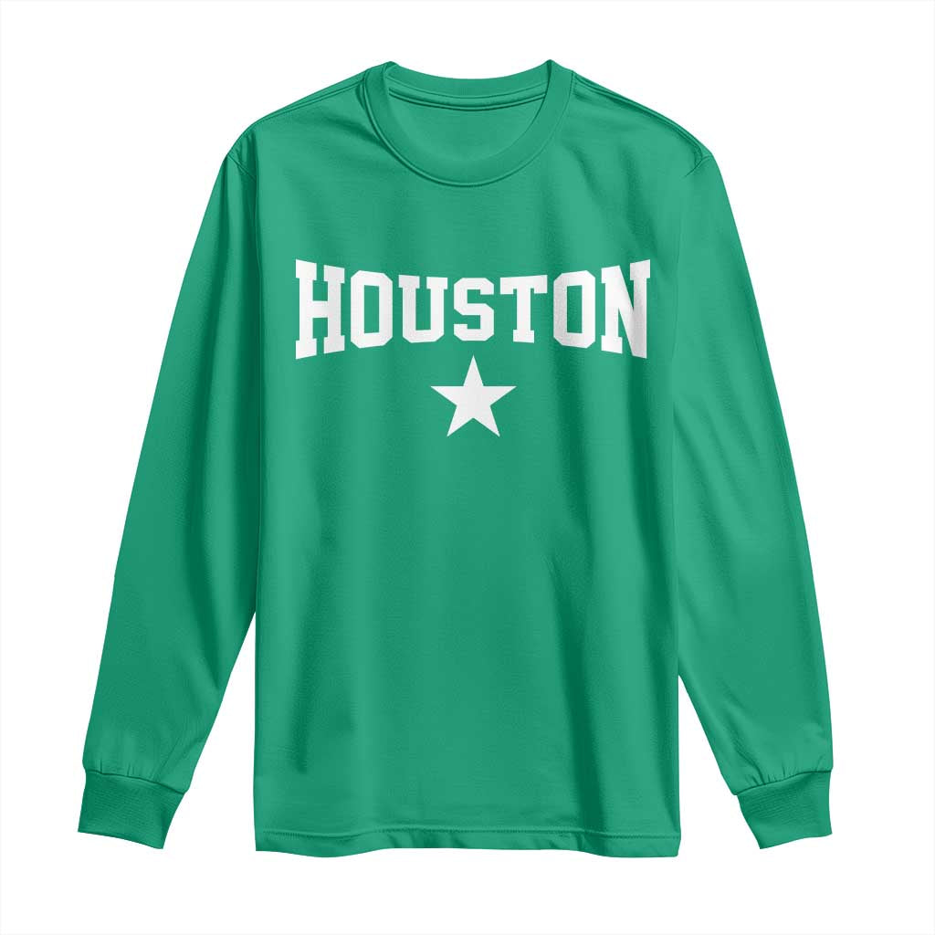 Vintage Houston Long Sleeve Shirt Retro Texas Throwback Athletic Sports Style 80s 90s