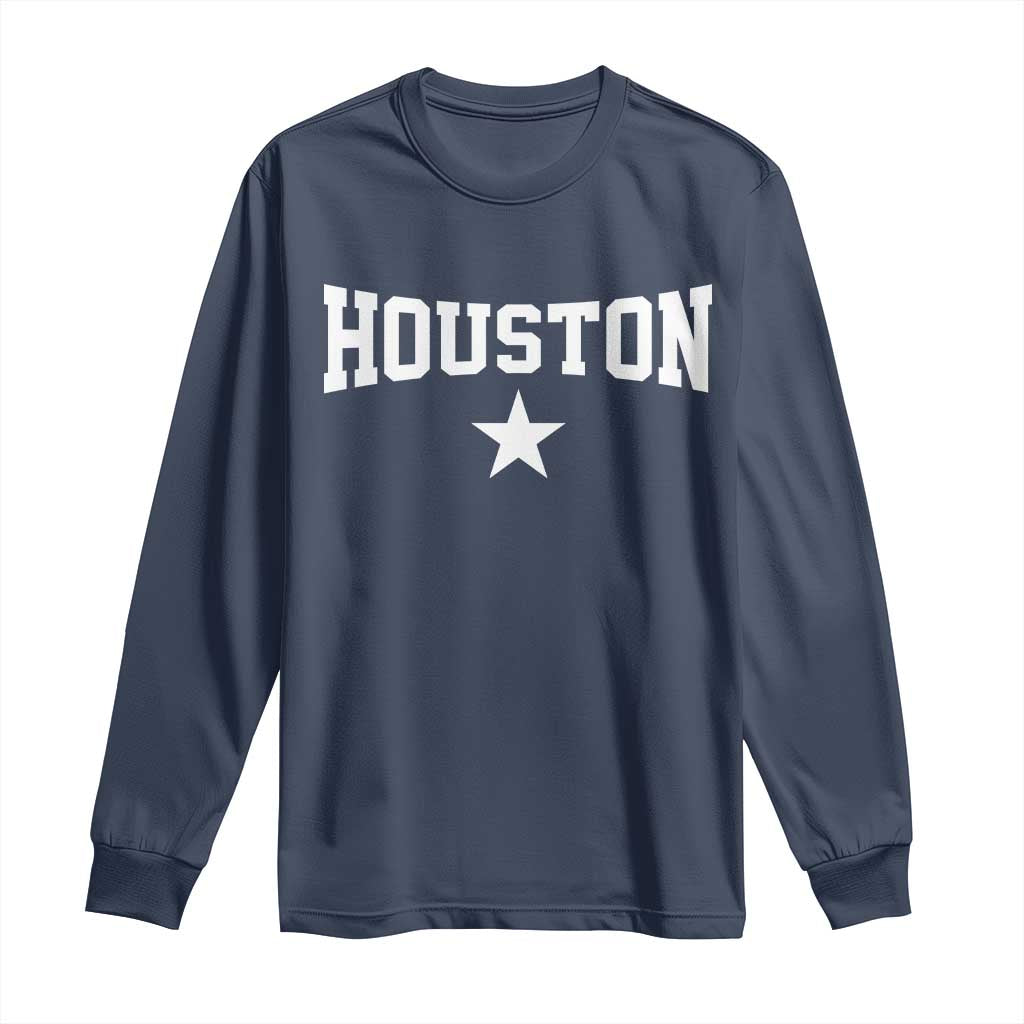 Vintage Houston Long Sleeve Shirt Retro Texas Throwback Athletic Sports Style 80s 90s