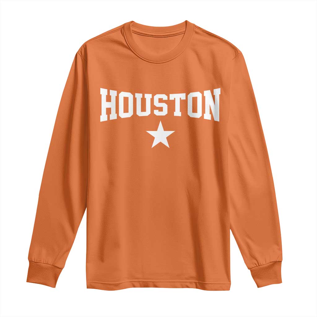 Vintage Houston Long Sleeve Shirt Retro Texas Throwback Athletic Sports Style 80s 90s