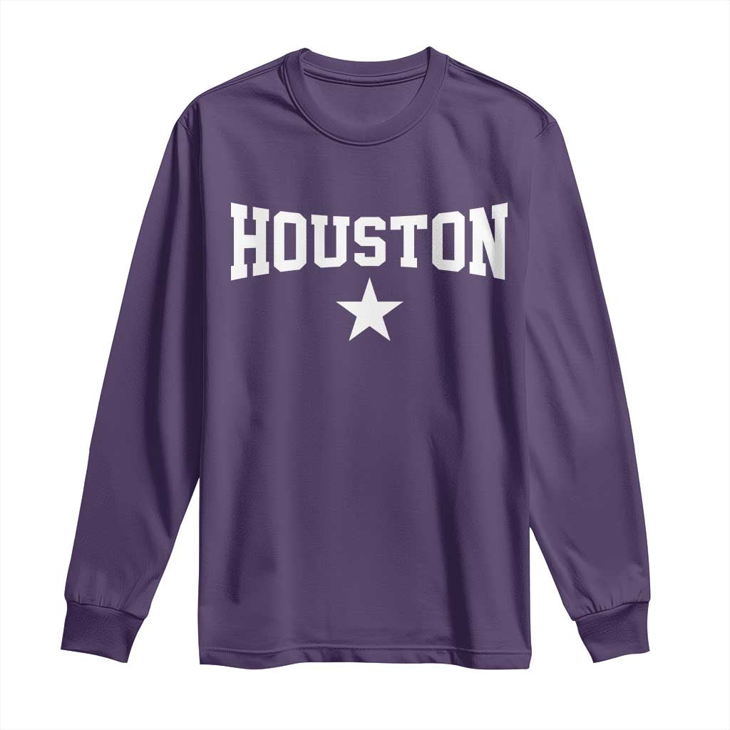 Vintage Houston Long Sleeve Shirt Retro Texas Throwback Athletic Sports Style 80s 90s