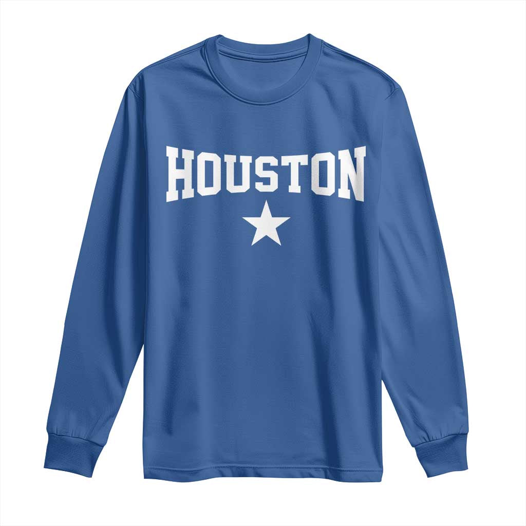 Vintage Houston Long Sleeve Shirt Retro Texas Throwback Athletic Sports Style 80s 90s