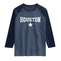 Vintage Houston Raglan Shirt Retro Texas Throwback Athletic Sports Style 80s 90s