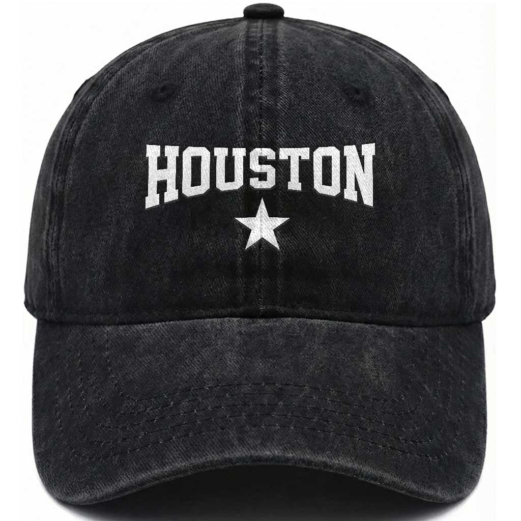 Vintage Houston Washed Cotton Baseball Cap Retro Texas Throwback Athletic Sports Style 80s 90s