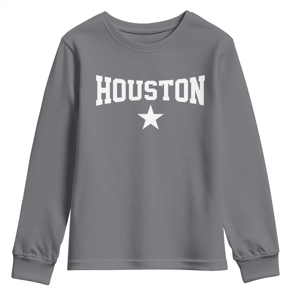 Vintage Houston Youth Sweatshirt Retro Texas Throwback Athletic Sports Style 80s 90s