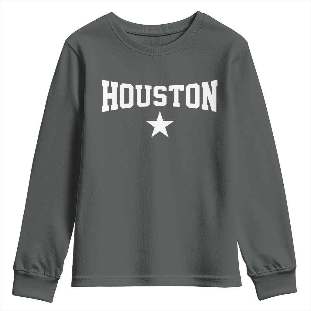 Vintage Houston Youth Sweatshirt Retro Texas Throwback Athletic Sports Style 80s 90s