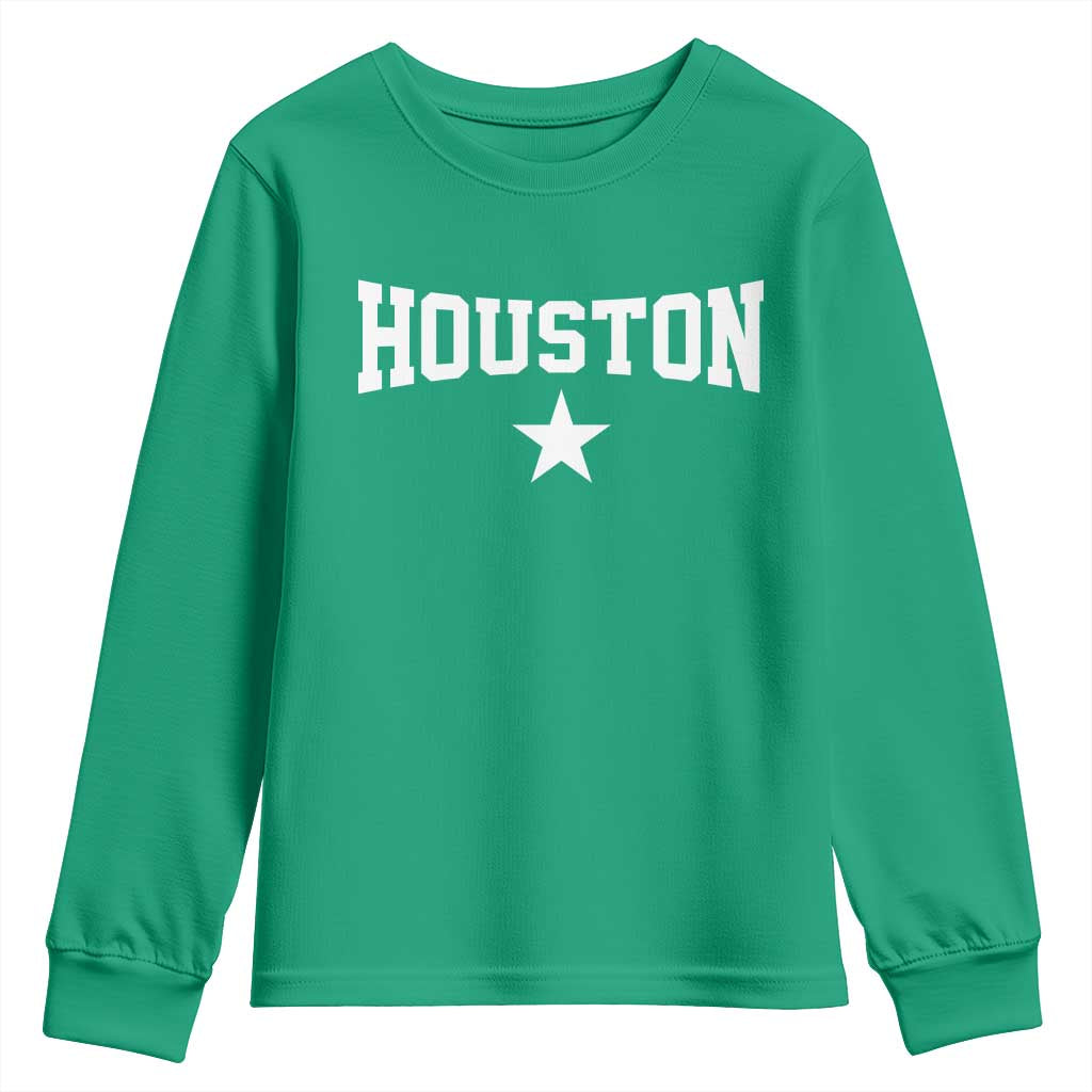 Vintage Houston Youth Sweatshirt Retro Texas Throwback Athletic Sports Style 80s 90s