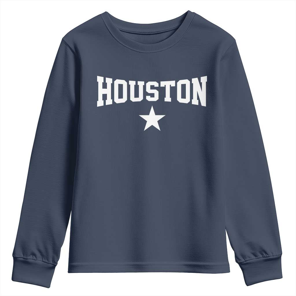 Vintage Houston Youth Sweatshirt Retro Texas Throwback Athletic Sports Style 80s 90s