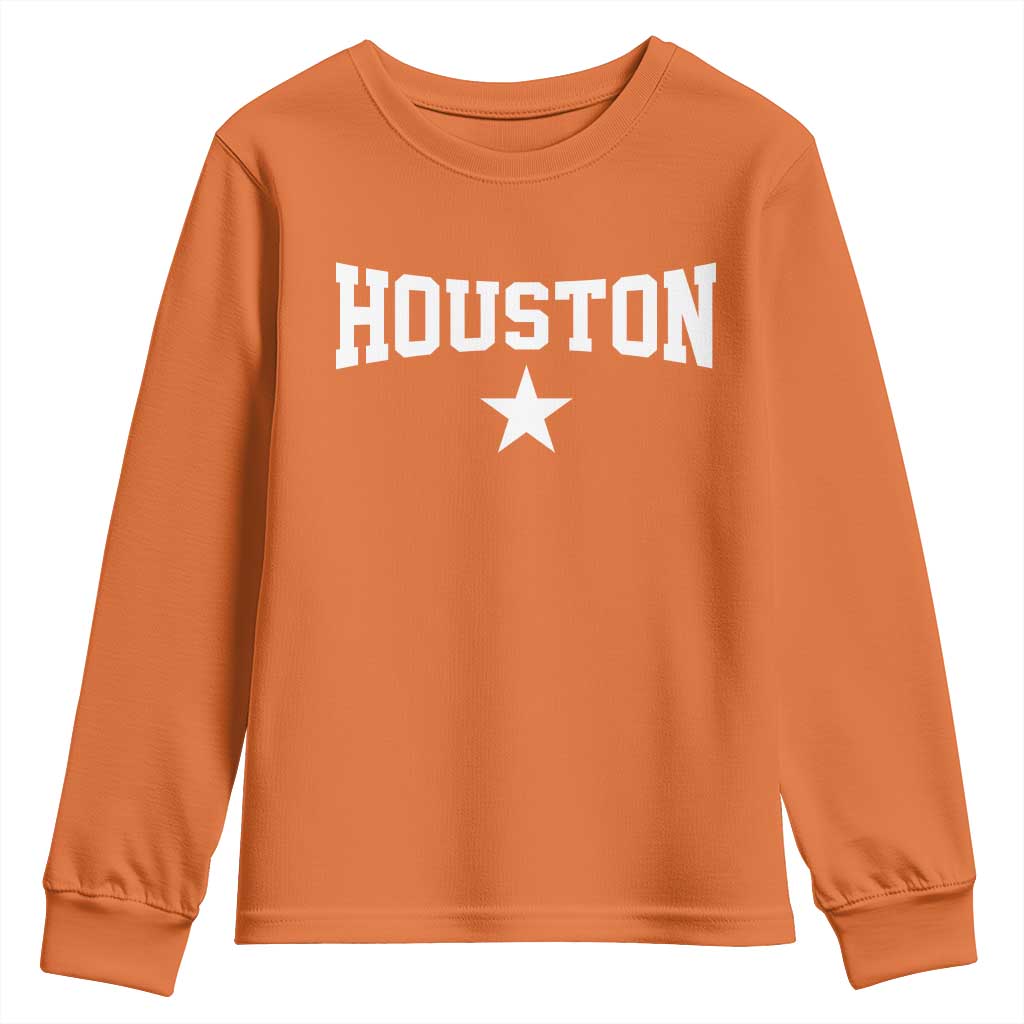 Vintage Houston Youth Sweatshirt Retro Texas Throwback Athletic Sports Style 80s 90s
