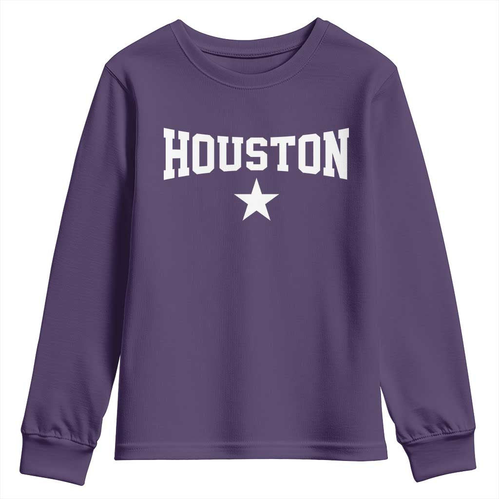 Vintage Houston Youth Sweatshirt Retro Texas Throwback Athletic Sports Style 80s 90s