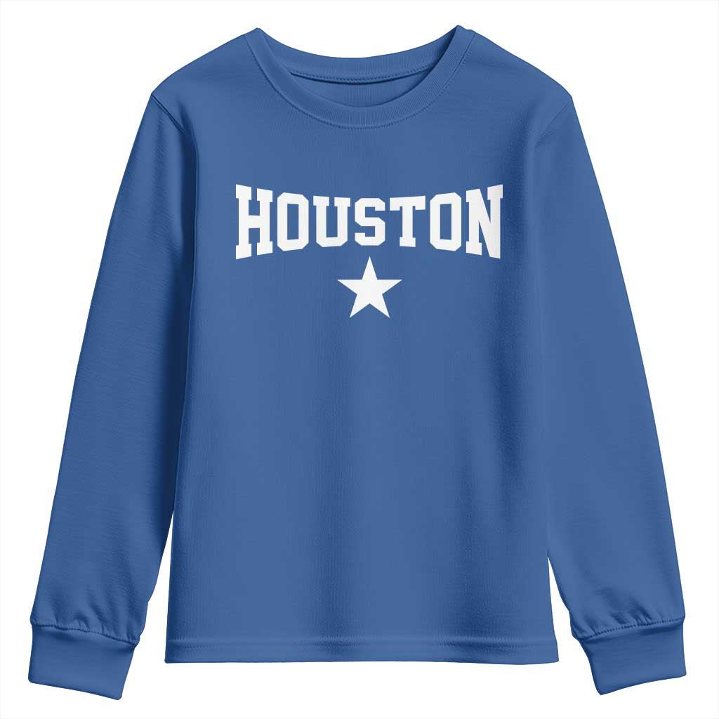Vintage Houston Youth Sweatshirt Retro Texas Throwback Athletic Sports Style 80s 90s