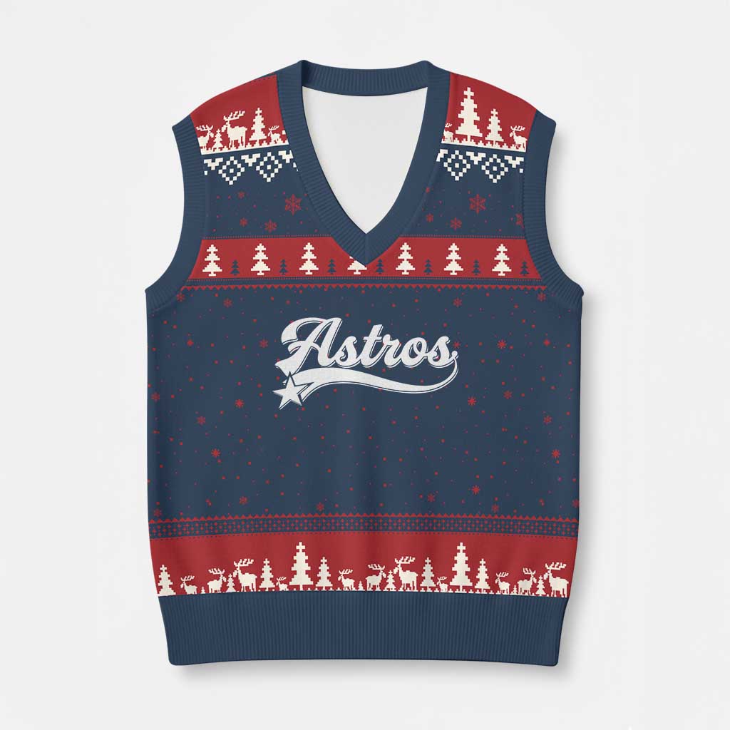 Vintage Astro Script Name V-Neck Knit Sweater Vest Texas Vintage Sports Jersey Style 80s 90s