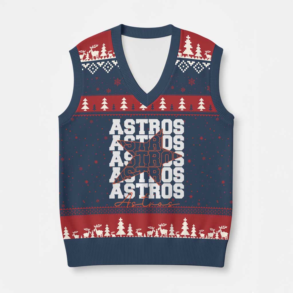 Vintage Astro Last Name V-Neck Knit Sweater Vest Baseball Fan Graphic