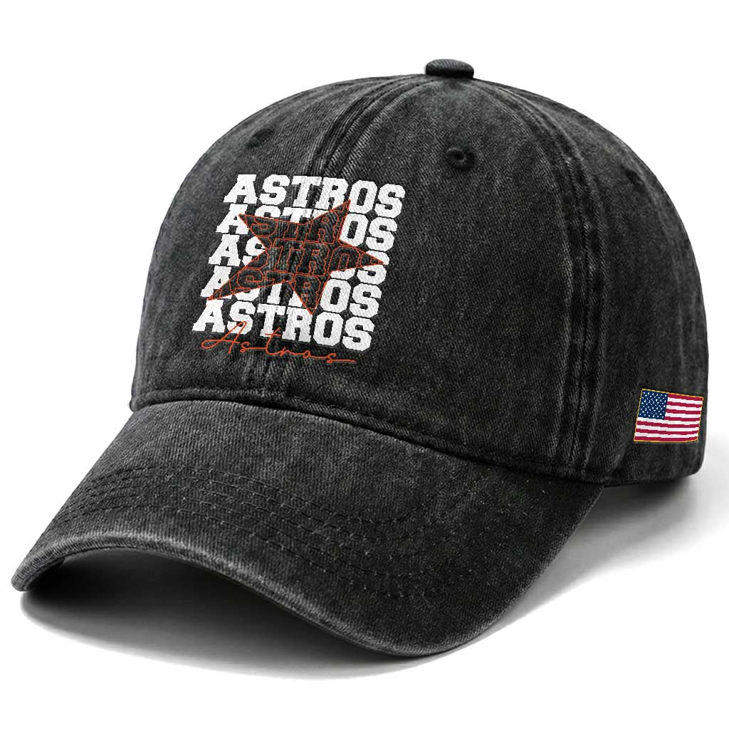 Vintage Astro Last Name Washed Cotton Baseball Cap Baseball Fan Graphic