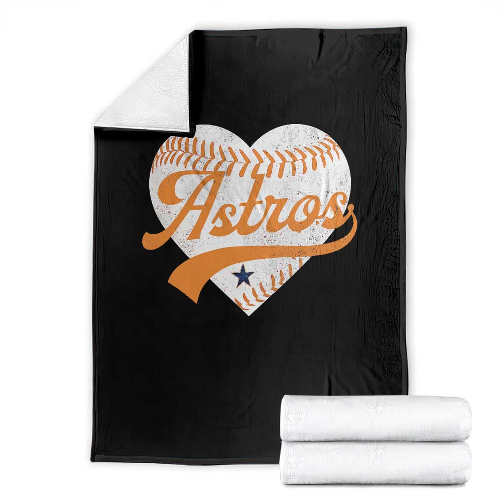 Retro Astro Script Name Throw Blanket Baseball Heart Vintage Sports Fans
