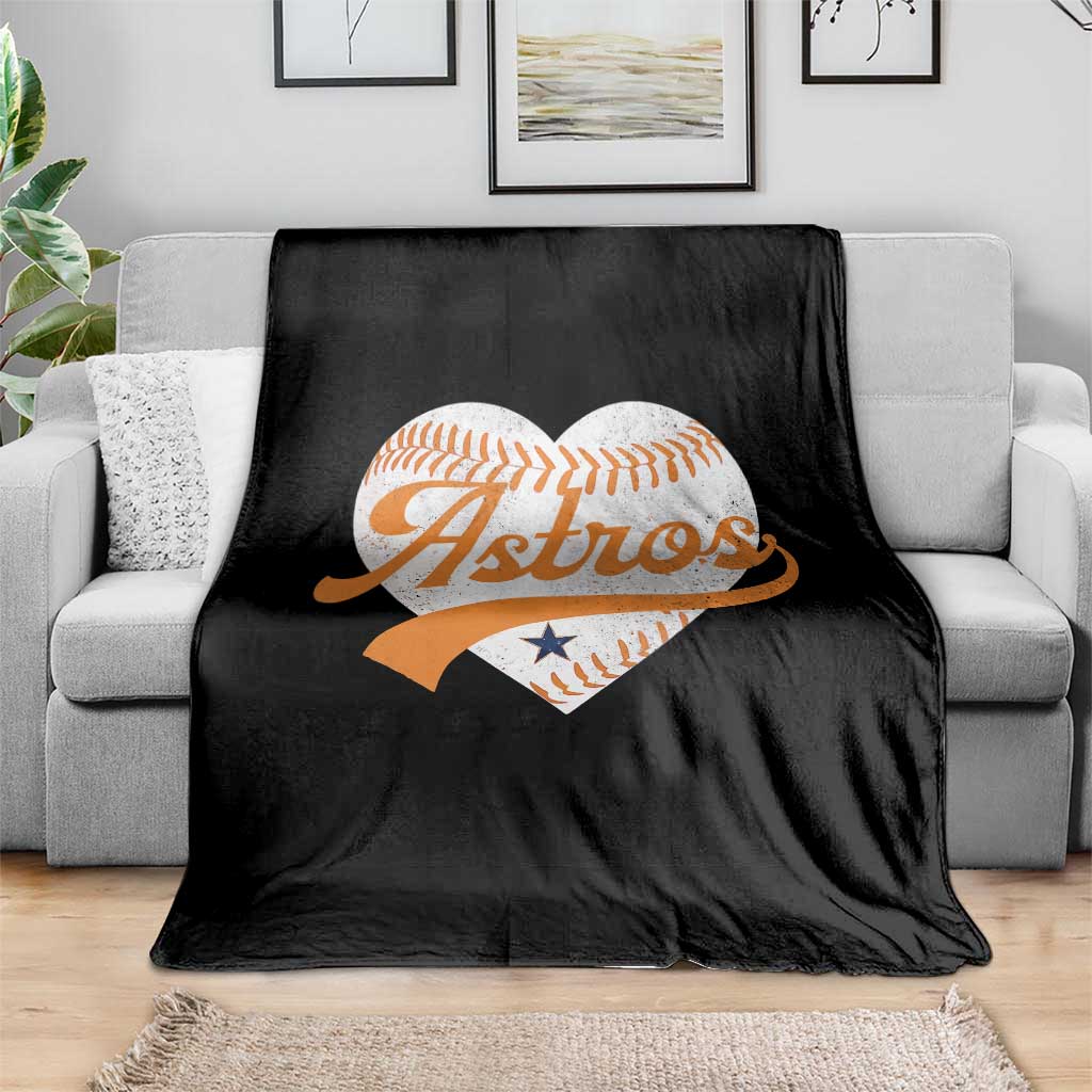 Retro Astro Script Name Throw Blanket Baseball Heart Vintage Sports Fans