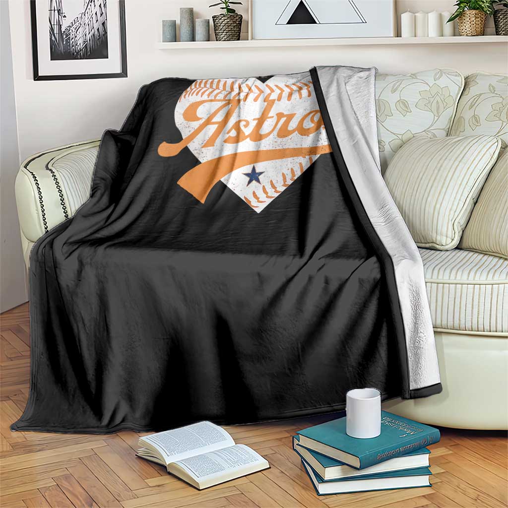 Retro Astro Script Name Throw Blanket Baseball Heart Vintage Sports Fans
