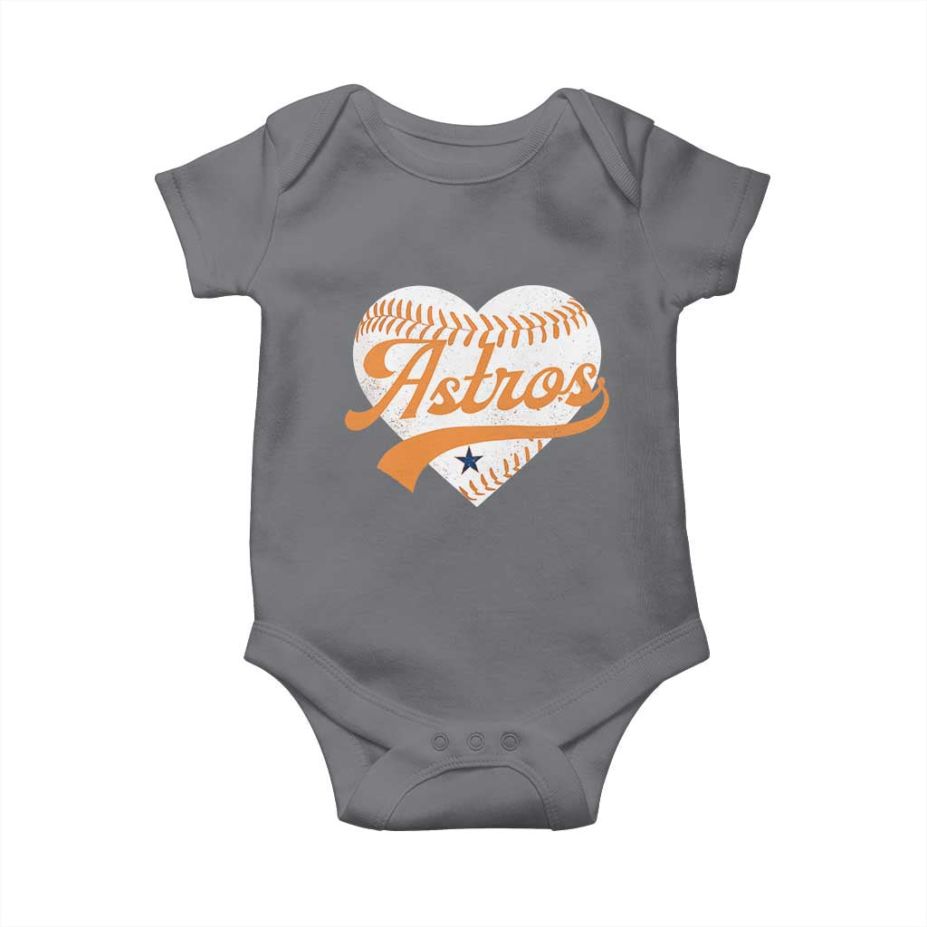 Retro Astro Script Name Baby Onesie Baseball Heart Vintage Sports Fans